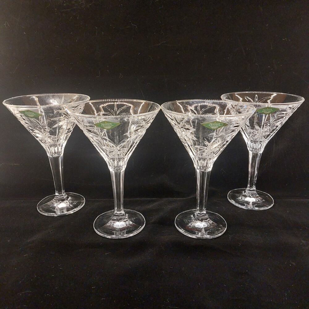 Godinger Shannon South Beach Crystal Palm Tree Martini Cocktail Glasses Set 4
